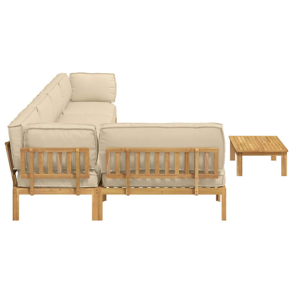 Sofa Set Beige Akazie 6-teilig