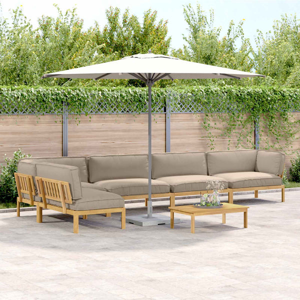 Sofa Set Taupe Akazie 6-teilig