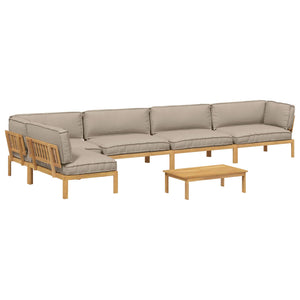 Sofa Set Taupe Akazie 6-teilig