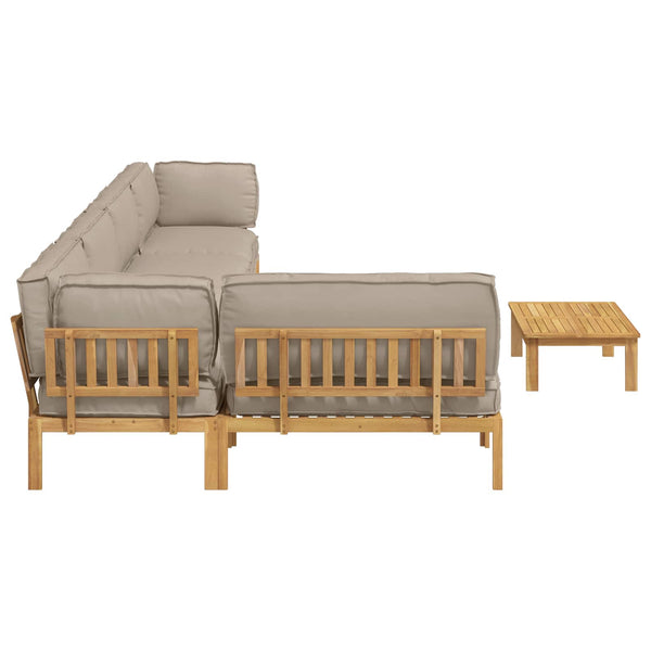 Sofa Set Taupe Akazie 6-teilig