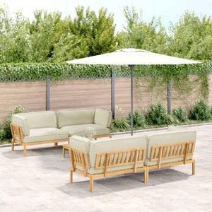 Sofa Set Creme mit Kissen 5-teilig Akazie