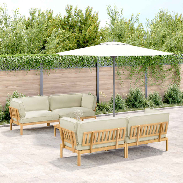Sofa Set Creme mit Kissen 5-teilig Akazie