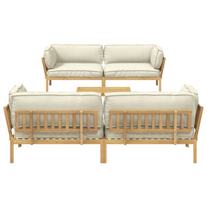 Sofa Set Creme mit Kissen 5-teilig Akazie