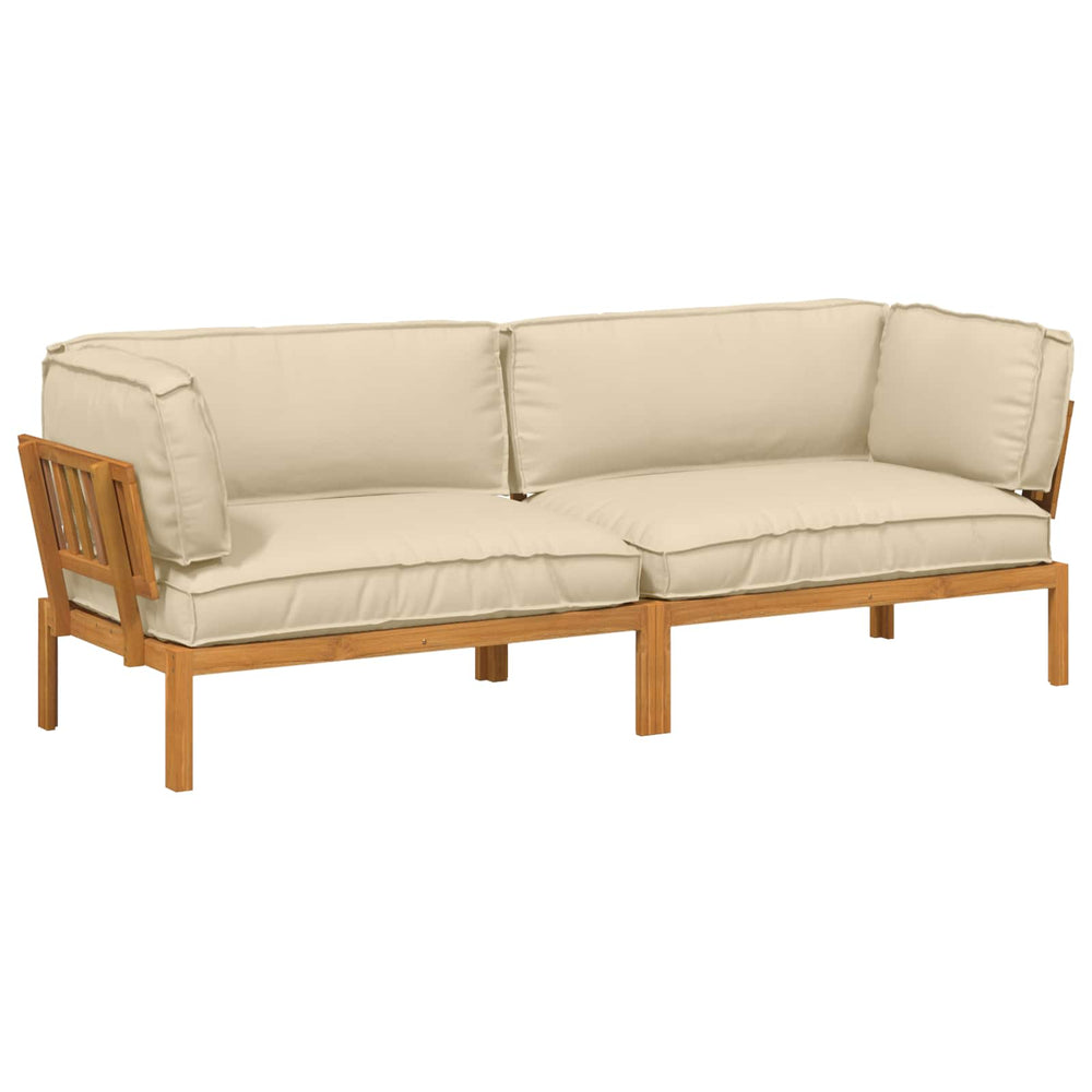 Akazie Sofa Set Beige mit Kissen 2-teilig
