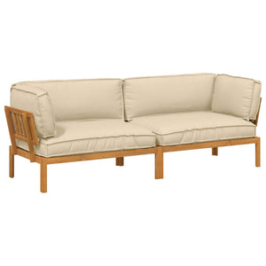 Akazie Sofa Set Beige mit Kissen 2-teilig