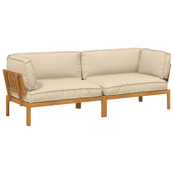 Akazie Sofa Set Beige mit Kissen 2-teilig