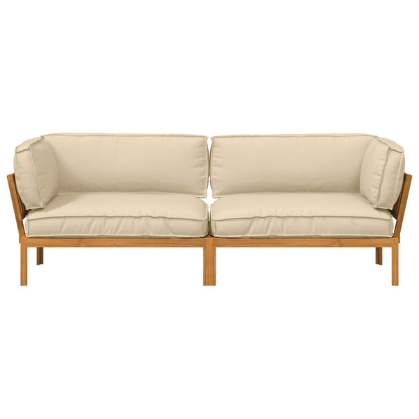 Akazie Sofa Set Beige mit Kissen 2-teilig
