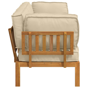 Akazie Sofa Set Beige mit Kissen 2-teilig