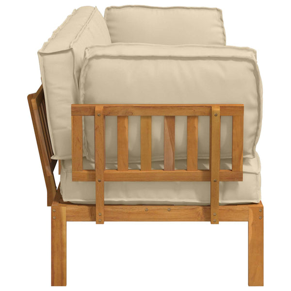 Akazie Sofa Set Beige mit Kissen 2-teilig