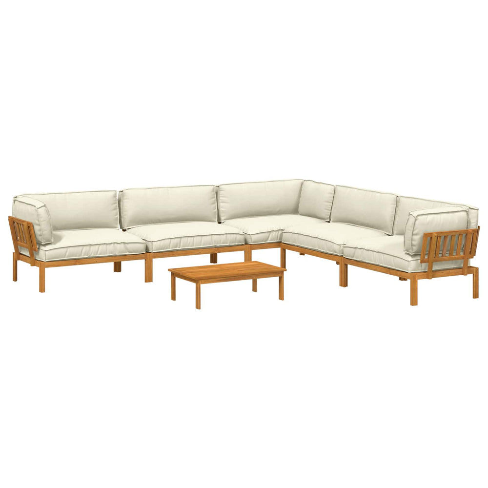 Akazienholz Sofa Set Creme 6-teilig
