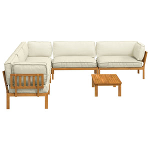 Akazienholz Sofa Set Creme 6-teilig
