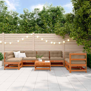 Garten Lounge Set 8-teilig Wachsbraun Kiefer Massivholz