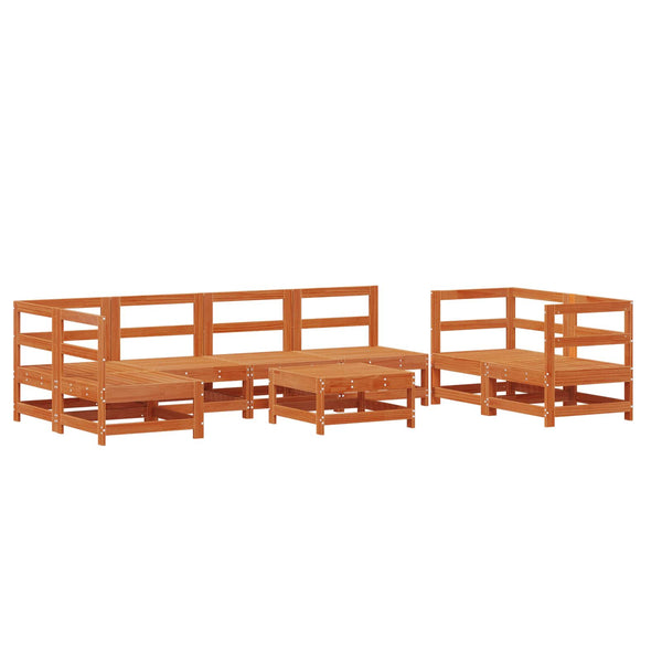 Garten Lounge Set 8-teilig Wachsbraun Kiefer Massivholz
