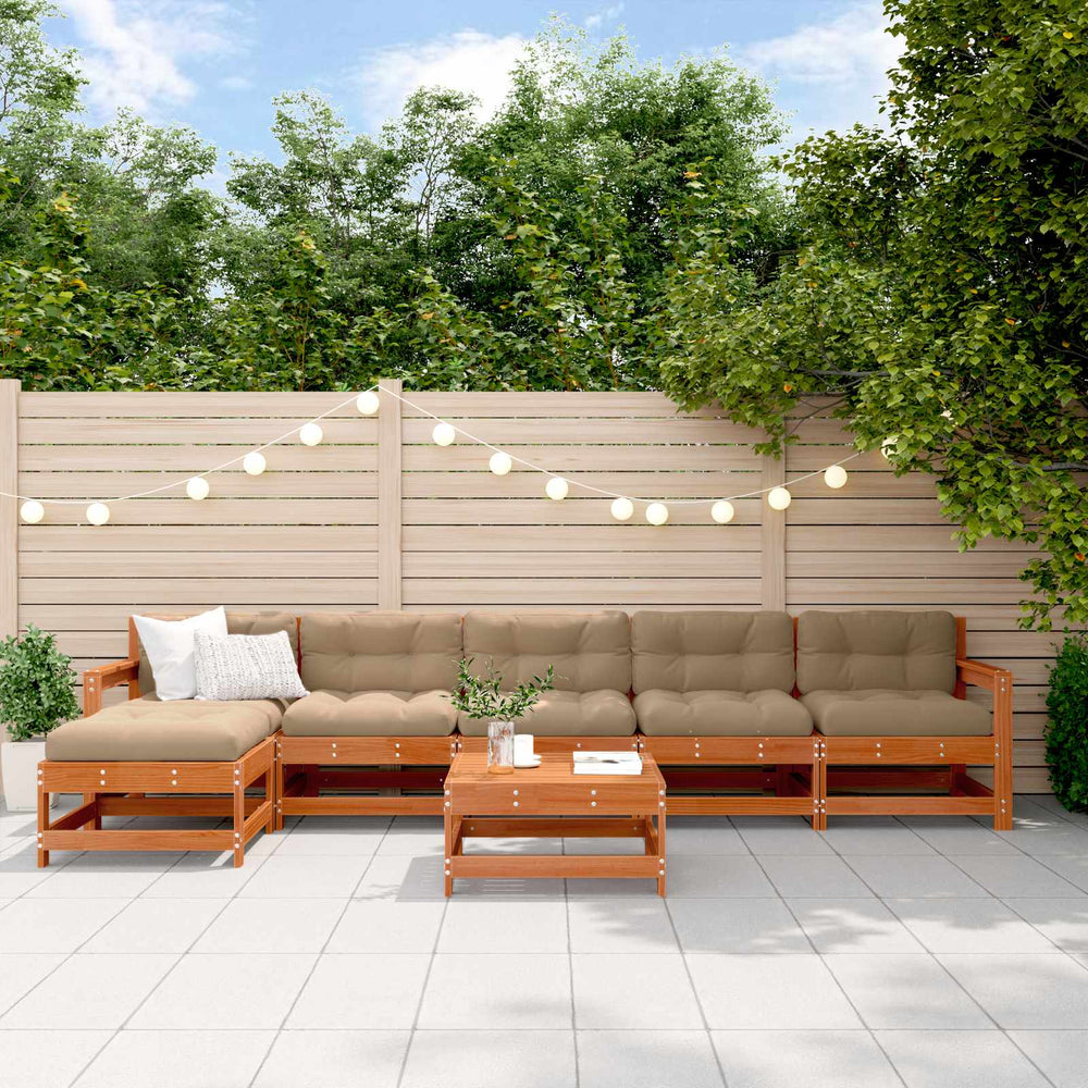 vidaXL Salon de jardin 7 pcs Marron miel Bois de pin massif