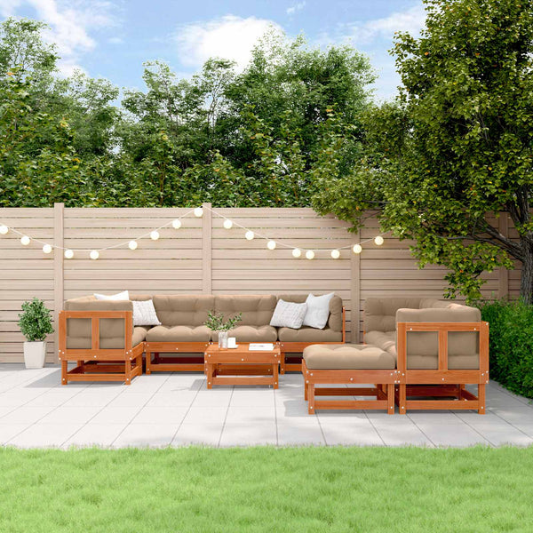 33-tlg. Garten Lounge Set Wachsbraun Kiefernholz