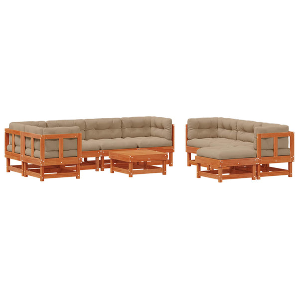 33-tlg. Garten Lounge Set Wachsbraun Kiefernholz