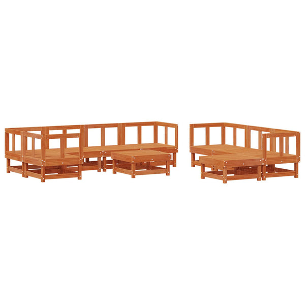 33-tlg. Garten Lounge Set Wachsbraun Kiefernholz