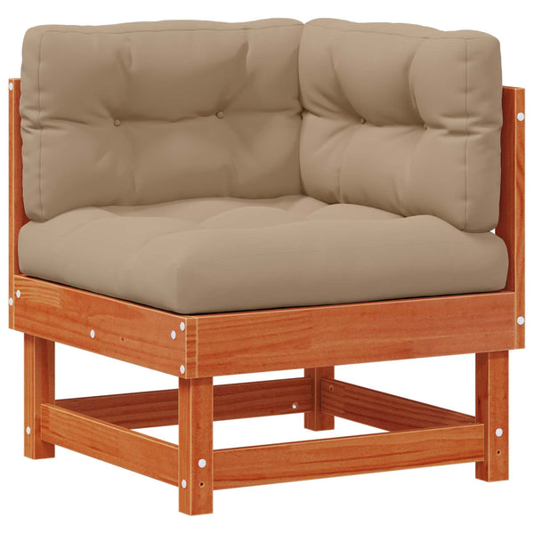 15-teiliges Garten-Lounge-Set Kiefer massiv Wachsbraun