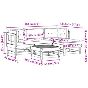 15-teiliges Garten-Lounge-Set Kiefer massiv Wachsbraun