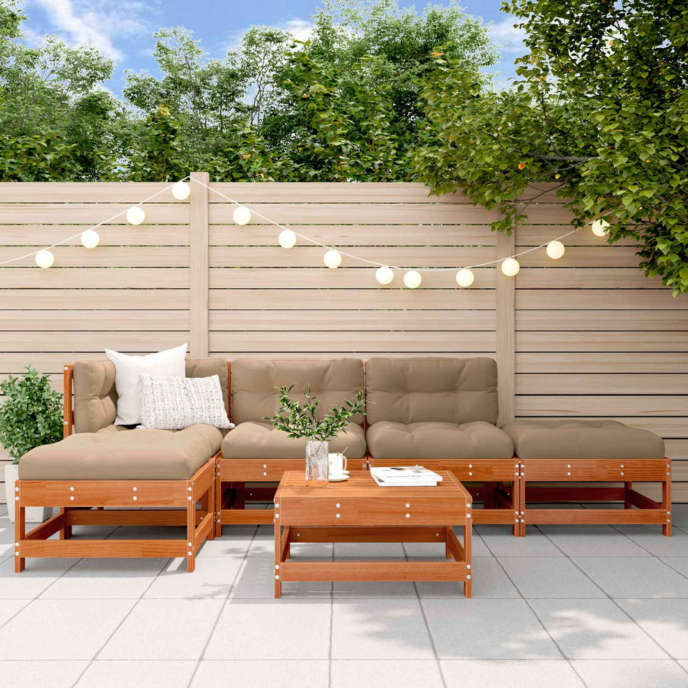 vidaXL Salon de jardin 5 pcs Plancher en cire Pin Bois de pin massif