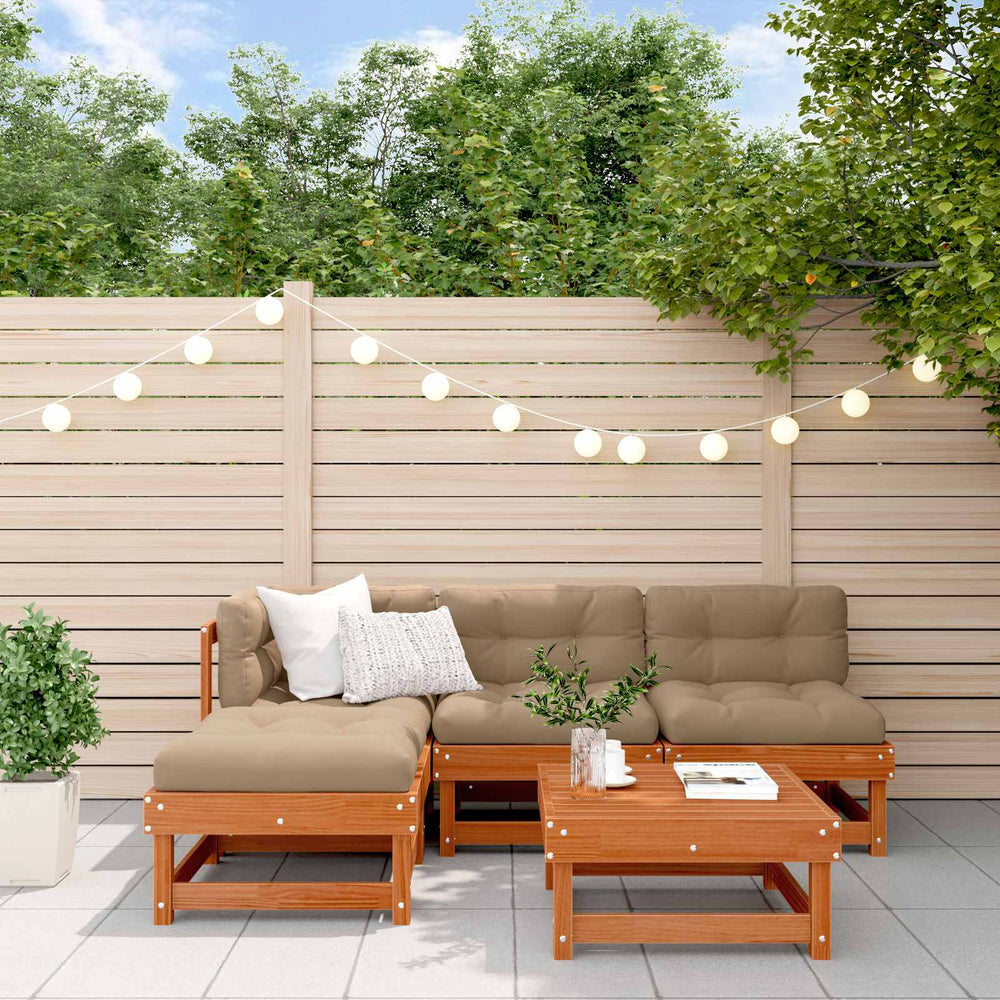 vidaXL Salon de jardin 5 pcs Marron miel Bois de pin massif
