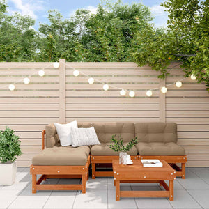 Garten Lounge Set 5-teilig Kiefer Massivholz Wachsbraun
