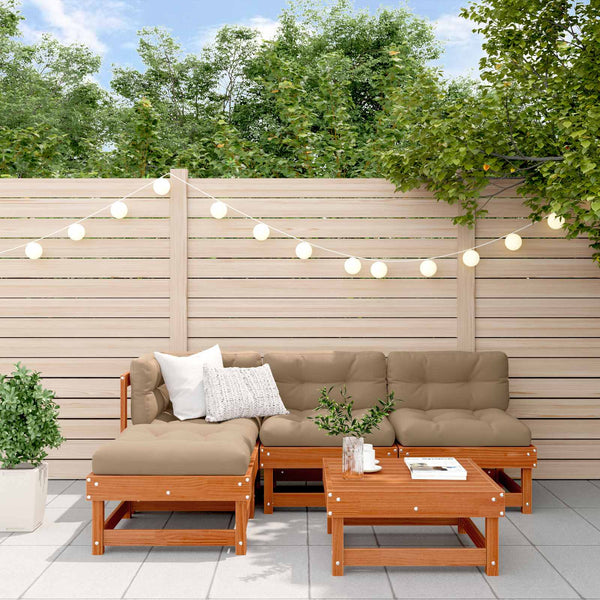 Garten Lounge Set 5-teilig Kiefer Massivholz Wachsbraun
