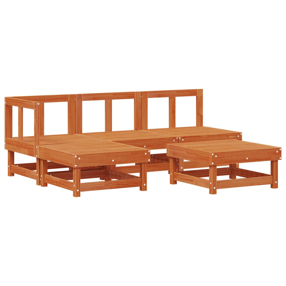 vidaXL Salon de jardin 5 pcs Marron miel Bois de pin massif