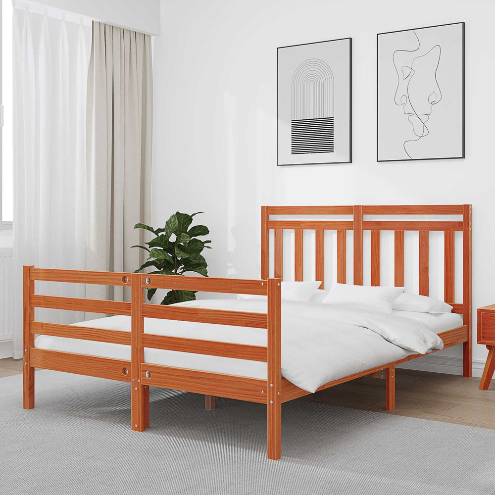 Bettrahmen Wachsbraun 150x200 cm mit Kopfteil