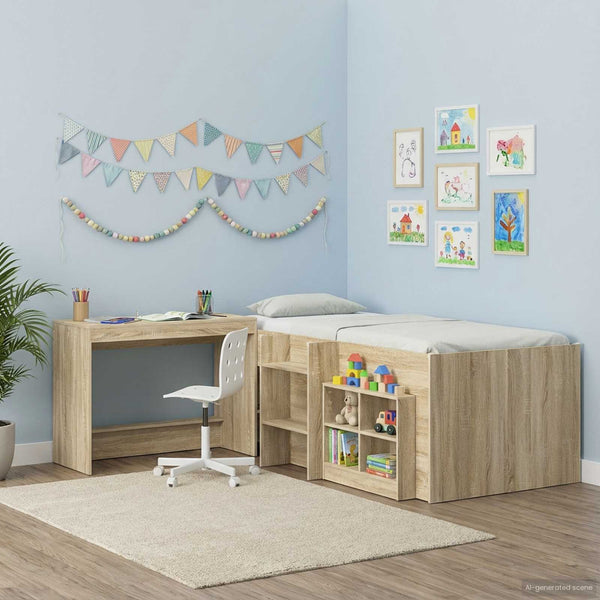 Bett Schreibtisch Sonoma-Eiche 100 cm