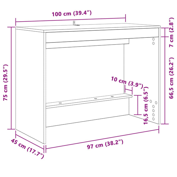 Bett Schreibtisch Altholz 100x45 cm