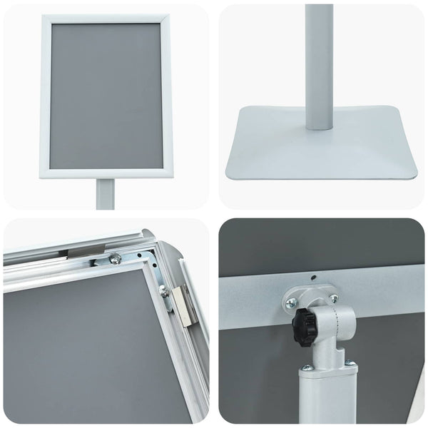 vidaXL Porte-affiches avec support Argent 32,5 x 27 x 126 cm en fonte