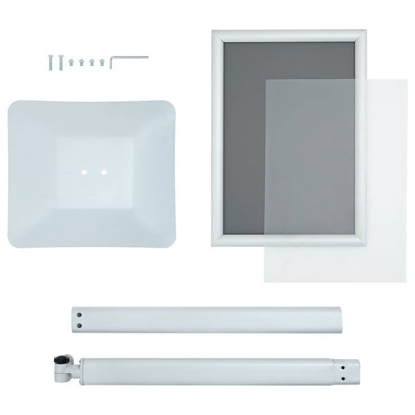 vidaXL Porte-affiches avec support Argent 32,5 x 27 x 126 cm en fonte