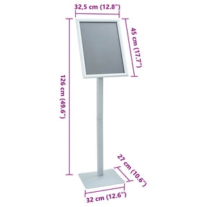vidaXL Porte-affiches avec support Argent 32,5 x 27 x 126 cm en fonte