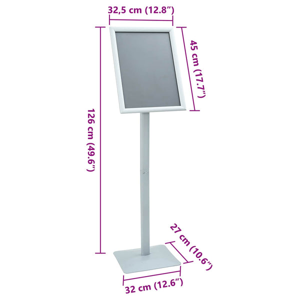 vidaXL Porte-affiches avec support Argent 32,5 x 27 x 126 cm en fonte