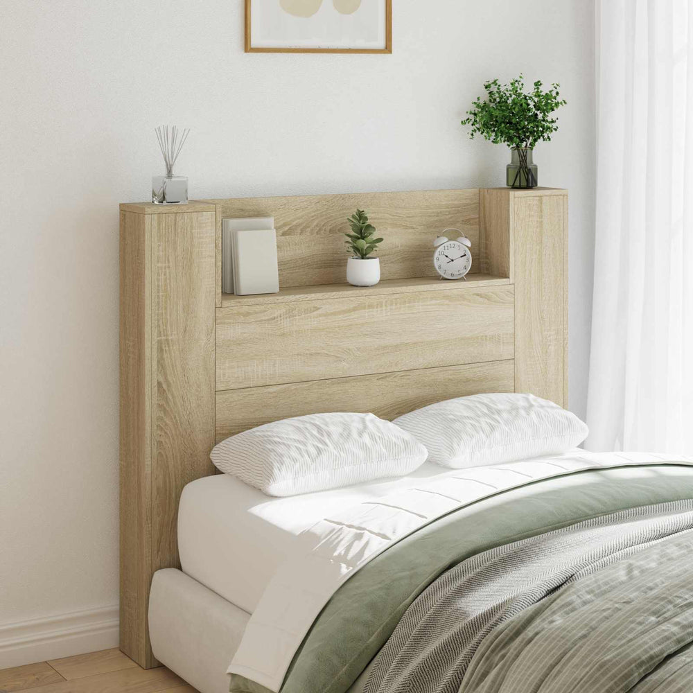 Kopfteil mit LED Regal Sonoma 120 cm
