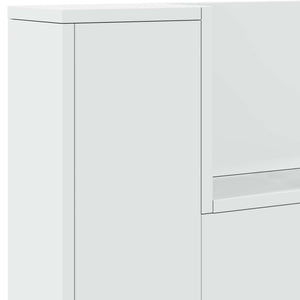 Kopfteil mit LED-Beleuchtung und Regal, Weiß