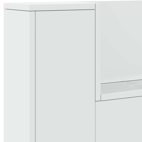 Kopfteil mit LED-Beleuchtung und Regal, Weiß