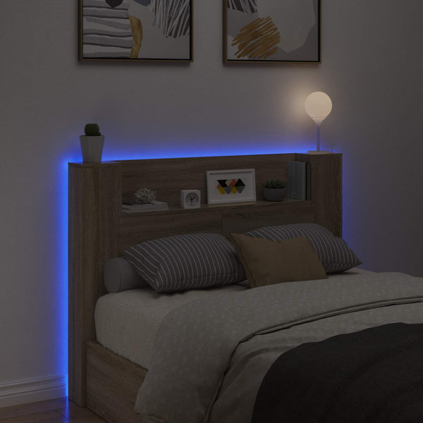 Kopfteil Schrank mit LED Sonoma 140 cm