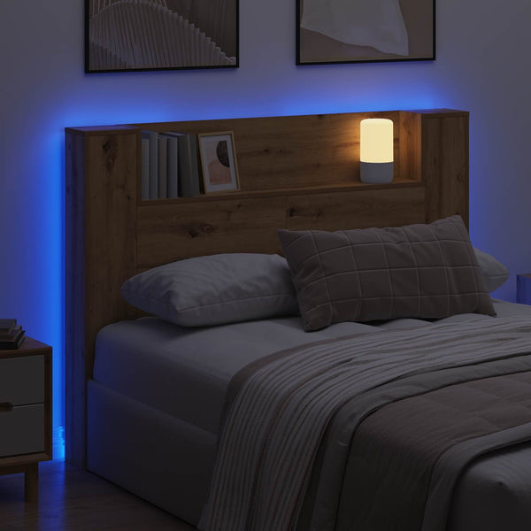 Kopfteil-Schrank mit LED Artisan-Eiche 140 cm
