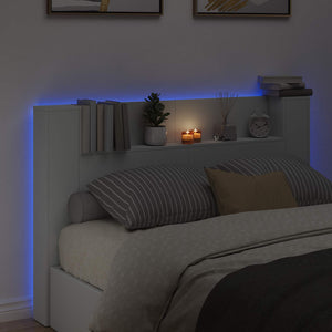 Kopfteil Schrank mit LED Regal Weiß 160cm