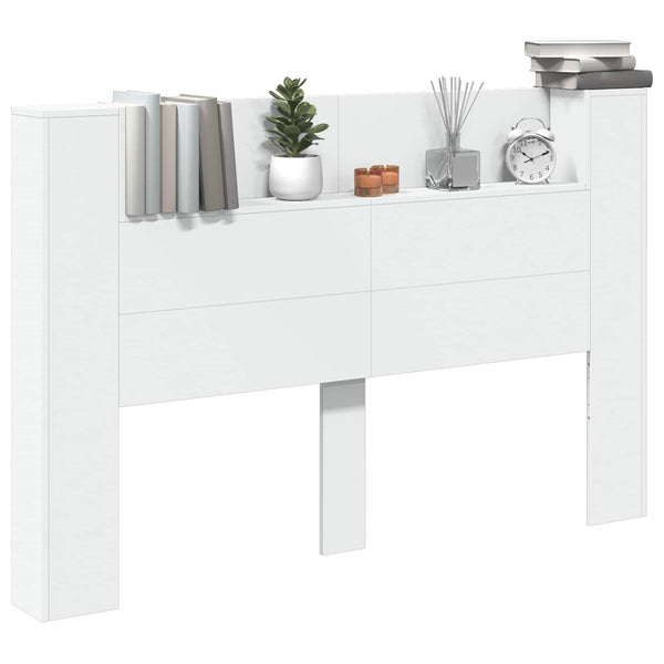 Kopfteil Schrank mit LED Regal Weiß 160cm