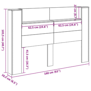 Kopfteil Schrank mit LED Regal Weiß 160cm