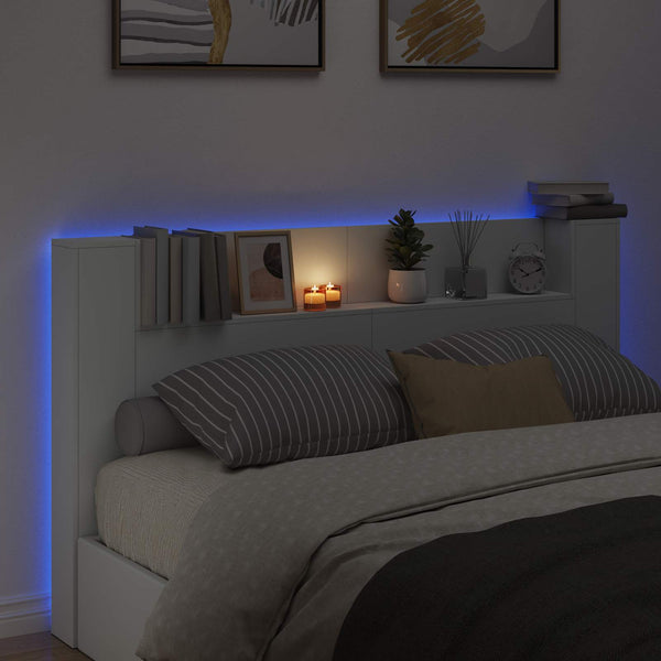 Weißes Kopfteil mit LED-Beleuchtung