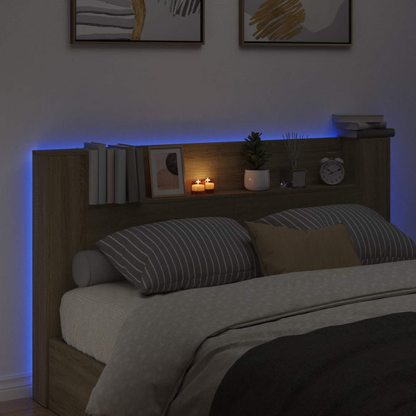 Kopfteil Schrank mit LED Sonoma 180cm