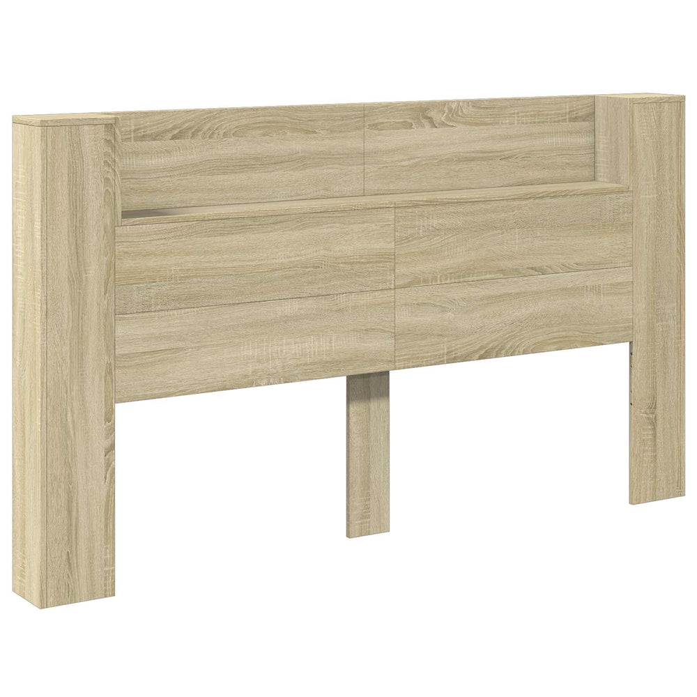 vidaXL Headboard Cabinet with LED with Shelf Sonoma 180 x 16.5 x 103.5 cm