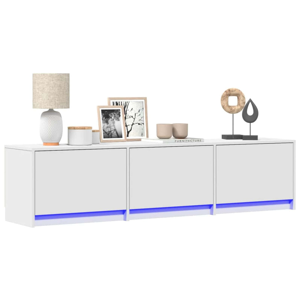 TV-Schrank mit LED, Weiß, 165 cm