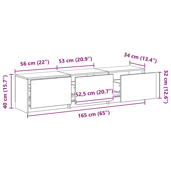TV-Schrank Artisan Eiche mit LED 165cm