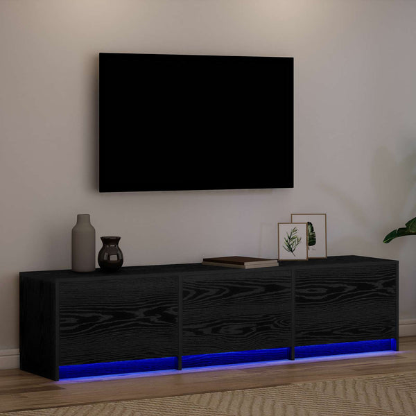 TV-Schrank Schwarz Eichenoptik 165 cm