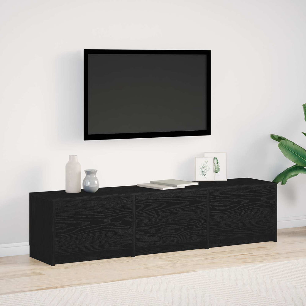 TV-Schrank Schwarz Eichenoptik 165 cm